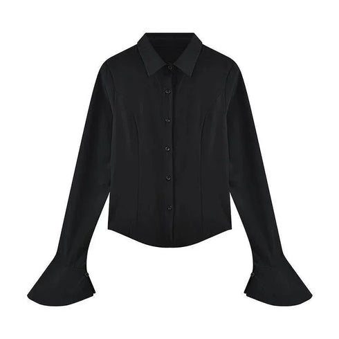 Slim Fit Flared Sleeve Women's Blouse