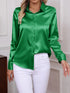 Elegant Turn-down Collar Button-front Satin Long Sleeve Women's Shirt for Daily Commute And Business Casual Wear