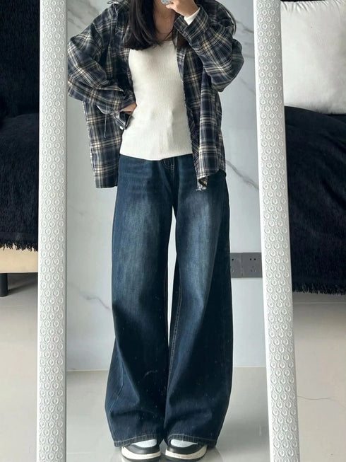 Womens Baggy High Waist Denim Jeans