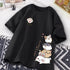 Summer Trendy Simple Cat Printed Short-sleeved T-shirt for Ladies and Boys Same Loose Casual Large-size Top
