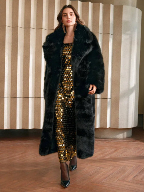 Eco Faux Fur Coat for Women - Stylish Gradient Jacket
