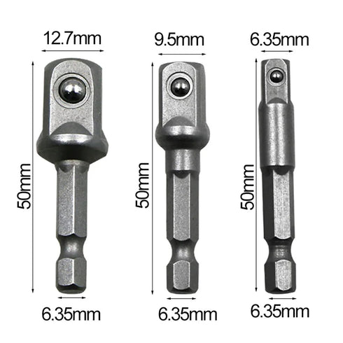 Chrome Vanadium Steel Socket Adapter Set - 1/4", 3/8", 1/2"