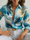 Women's Elegant Marble Print Long Sleeve Work Shirt
