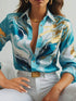 Women's Elegant Marble Print Long Sleeve Work Shirt