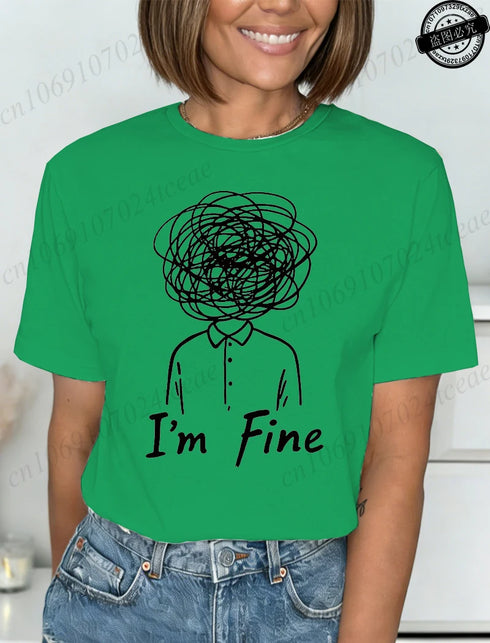 Harajuku I'm Fine Graphic T-Shirt for Women