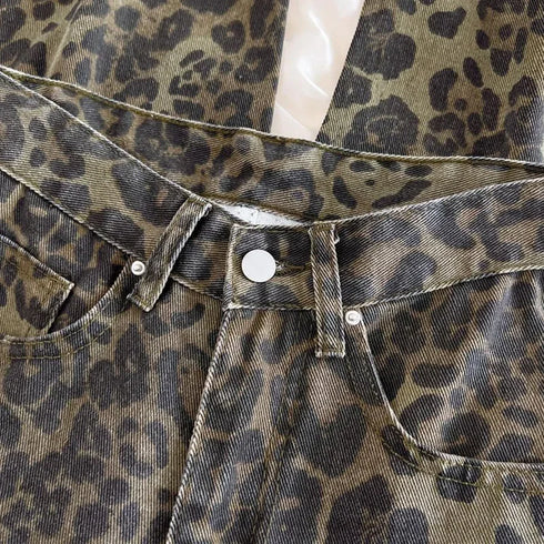 Slim Fit Leopard Print Thermal Jeans for Women