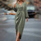 Women’s Maxi Satin Dress with V-Neck and Long Sleeves