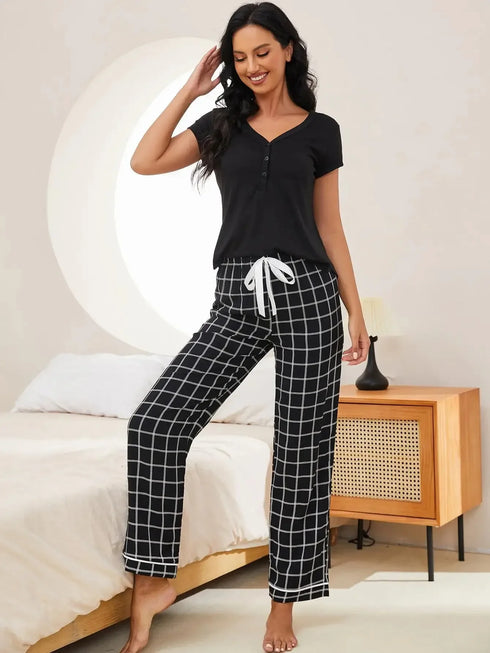 Women's Floral Print Short Sleeve Pyjama Set