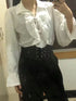 Victorian Gothic Ruffled Lace Up Blouse