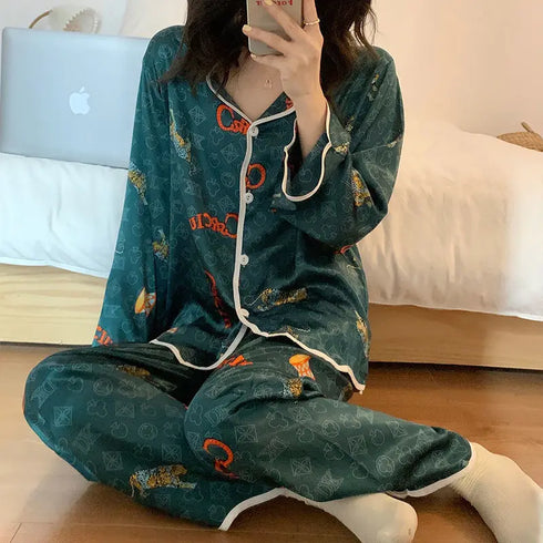 Women's Silk Satin Pyjama Set - Long Sleeve Sleepwear