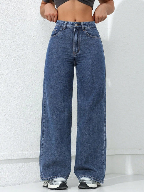 Wide Leg High Waist Denim Jeans for Women