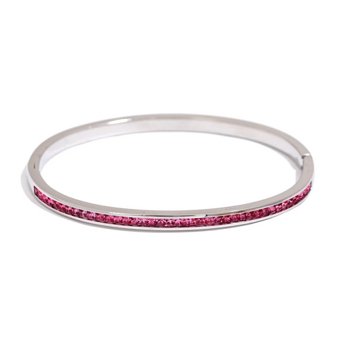 Two Shape Round Square Colourful Zirconia Bracelet Bangle
