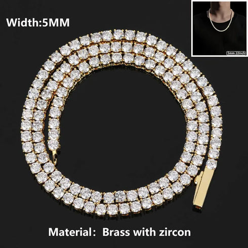 Cubic Zirconia Iced Out Tennis Chain Necklace