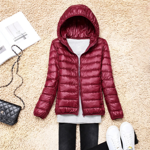 Women’s Lightweight Hooded Puffer Jacket in 15 Colours