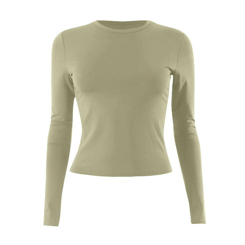 Womens Long Sleeve Bodycon Crop Top - Solid Colours
