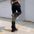 Black Punk Y2K Grunge Bootcut Pants for Women