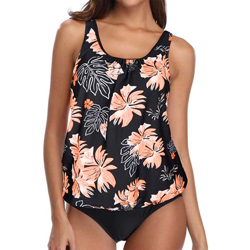 Floral Print Tankini Two Piece Bikini Set
