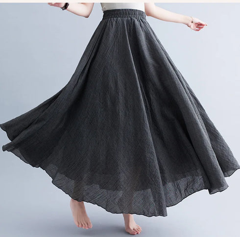 Fashion Clothes Women Clothing Skirts Vintage Y2k Elegant Bohemian Cotton Linen Long Skirt Casual Style