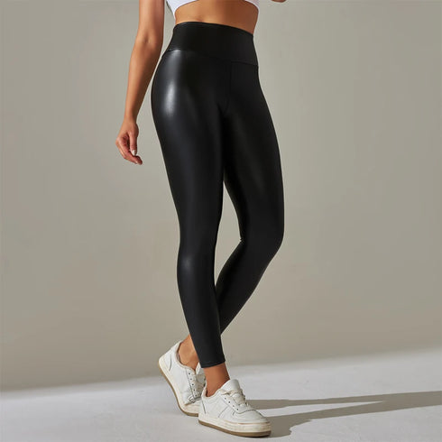 High Waisted PU Leather Leggings for Women
