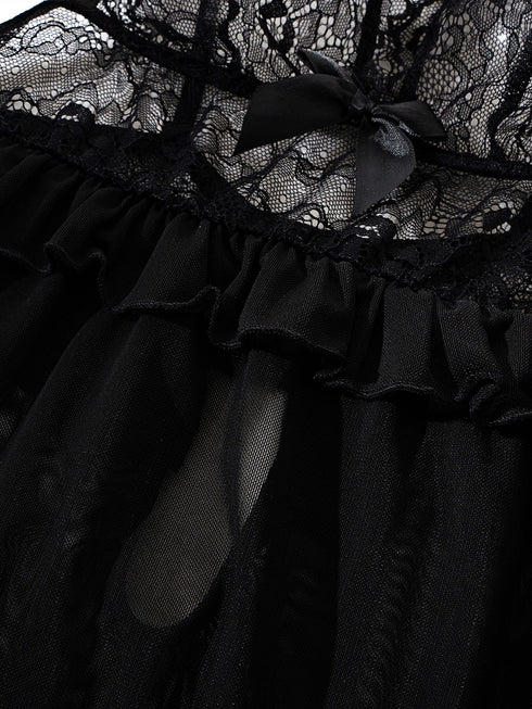 Elegant Black Lace Nightgown for Women