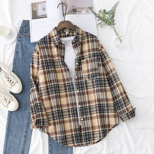 Casual Women's Flannel Plaid Shirt - Autumn Collection