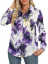 Marble Print Button Front Long Sleeve Shirt