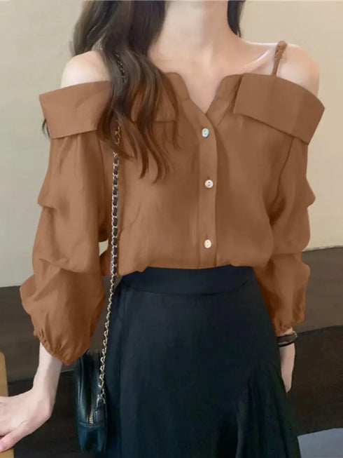 ZANZEA Off Shoulder Pleated Blouse for Women