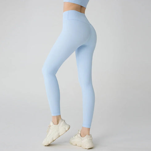 Naked Feeling Yoga Leggings High Waisted Hip Lifting Fitness Ankle Length Breathable Sports Pants for Running and Cycling