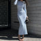 Women Spring Autumn Solid Color Bodycon Knit Dress Long Sleeve Crew Neck Ribbed Dress Slim Fit Long Dress for Effortless Elegance