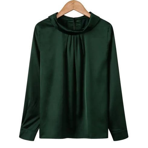 Women blusas long sleeved Slim plus size silk satin shirts office ladies work female Chiffon blouse Elegant blusa feminina