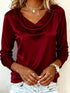 Luxurious Draping Long Sleeve Silk-Like Top