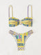 Floral Lace-Up Bikini Set in Yellow