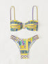 Floral Lace-Up Bikini Set in Yellow