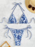 Floral Print Triangle Bikini Set with Brazilian Bottoms
