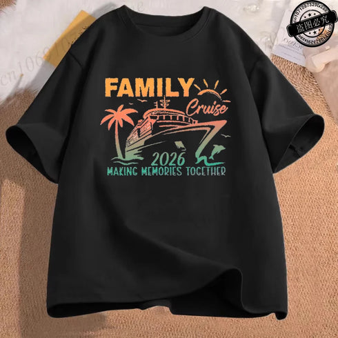 Bestie Vacation T-Shirts Personalized Family Cruise 2026 Matching Shirts Casual Short Sleeve Tees for Family Group Matching Tops