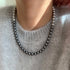 French Socialite White Gradient Grey Pearl Bead Necklace