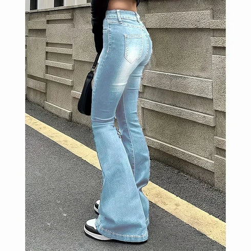 Vintage High Waist Flare Jeans for Women