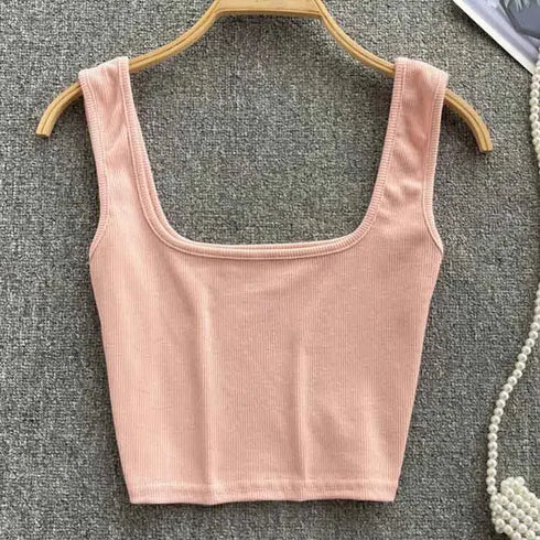 Tank Top Women Sexy Backless Y2K Slim Fit Crop Blouse