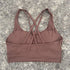Solid Colour Cross Back Sports Bra with Multiple Straps