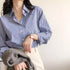2026 Classic Striped Woman Spring Autumn Blouses Shirt Lady Long Lantern Sleeve Stand Collar Loose Blusas Tops
