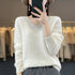 100% Merino Wool V-Neck Pullover Sweater for Women