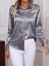 Elegant Turn-down Collar Button-front Satin Long Sleeve Women's Shirt for Daily Commute And Business Casual Wear