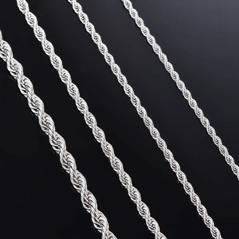925 Sterling Silver Rope Chain Bracelet - Unisex Fashion Accessory