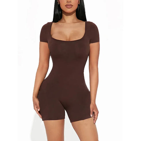 Women's Bodycon Short Sleeve High Waist Jumpsuit