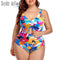 Floral Plus Size Tummy Control Monokini Swimwear