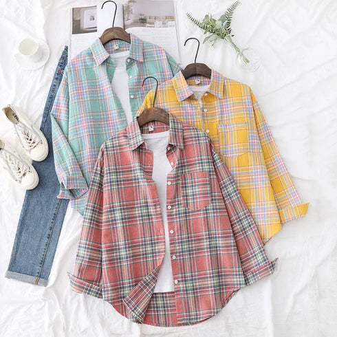 Casual Women's Flannel Plaid Shirt - Autumn Collection