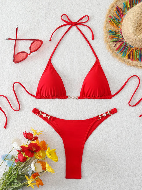 Stylish Chain Detail Bikini Set for Women