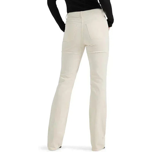High Waist Straight Leg Jeans in White Beige