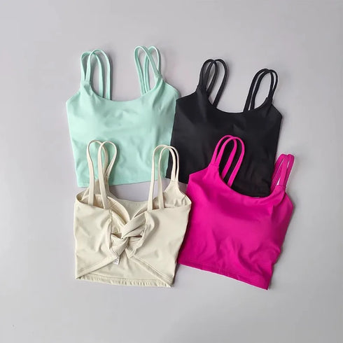 Women's Push Up Sports Bra with Back Knot Detail