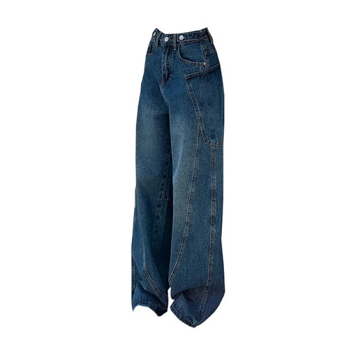 Women's High Waist Wide Leg Denim Jeans in Navy